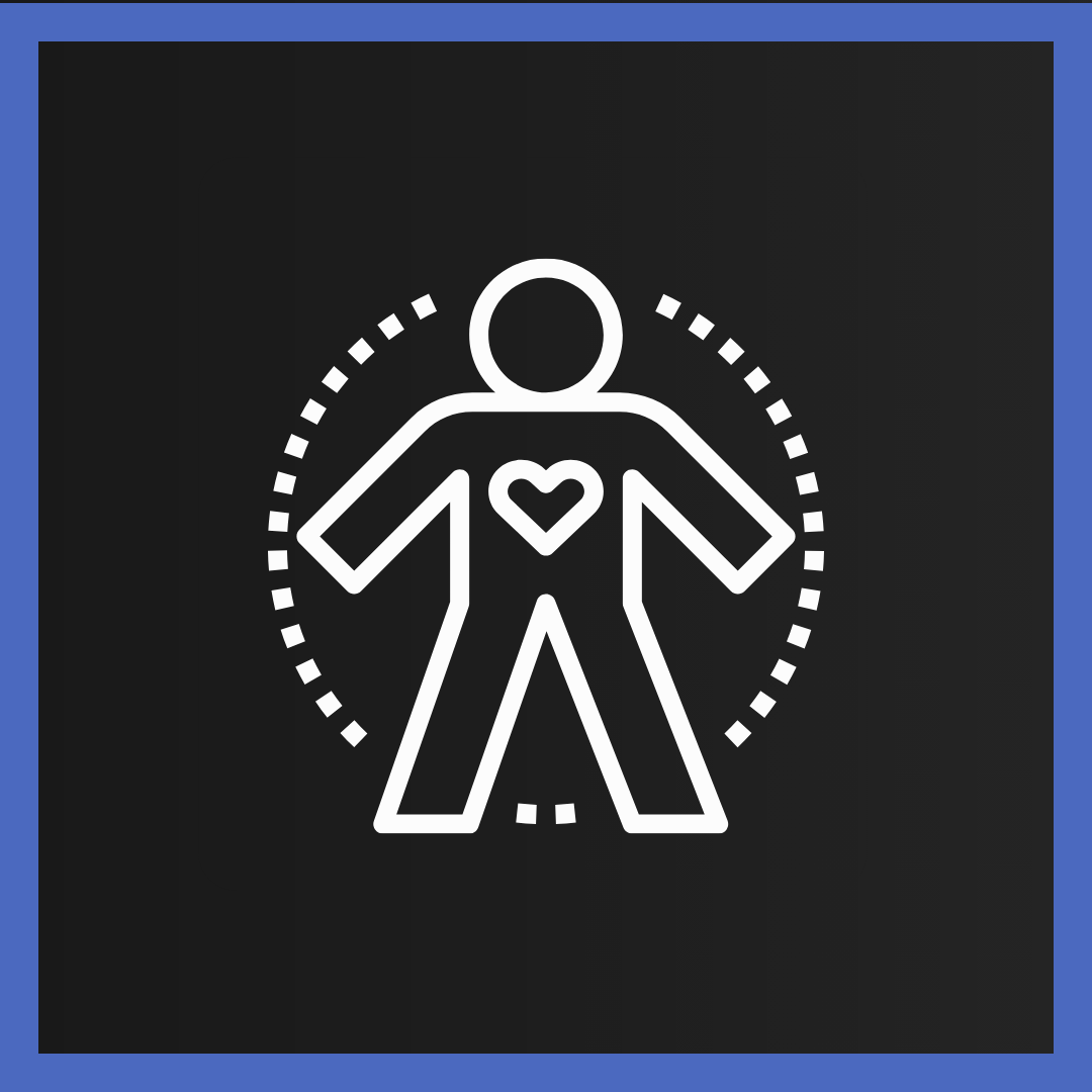 A human figure representing human body, mind, and experience.